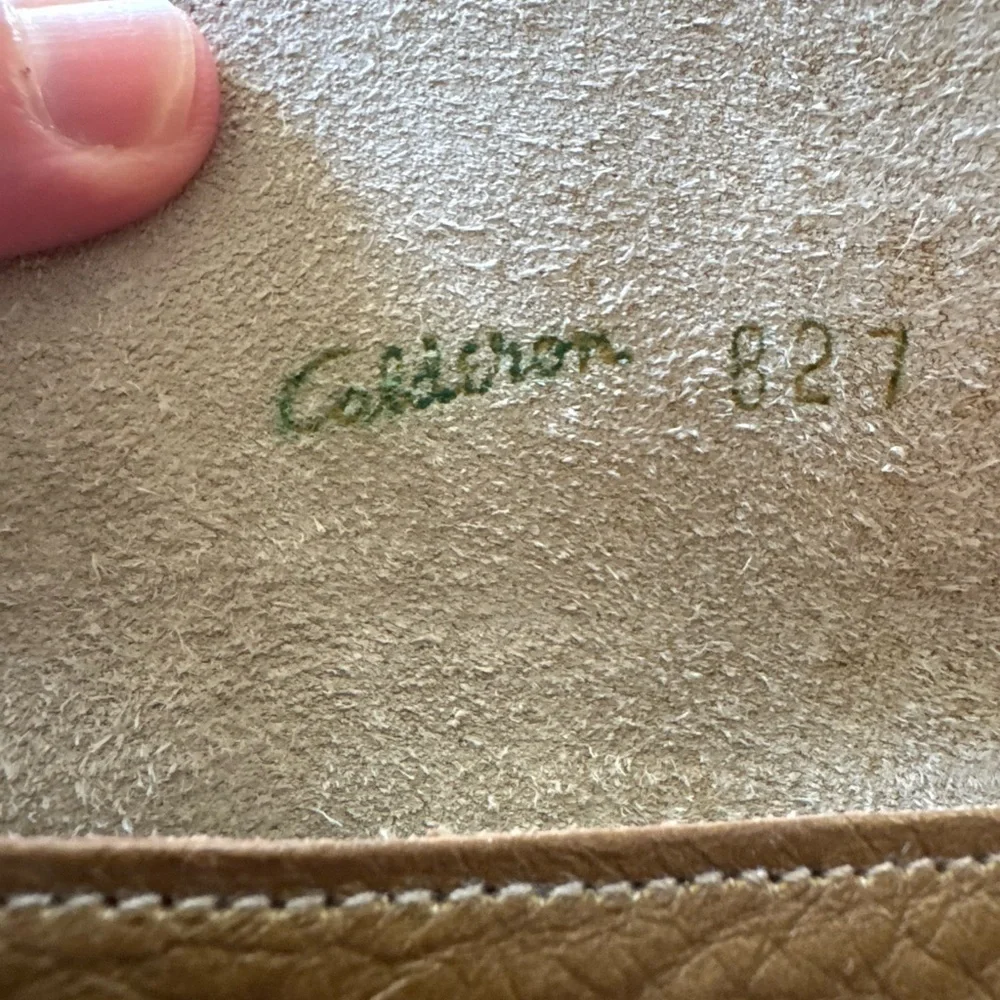 Calderon Vintage Retro Olive Pebbled Leather Crossbody Bag Snap Close Tie Belt